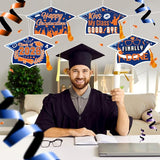 Chunful 12 Pack Graduation Yard Signs Grad Decoration 2026 Happy Graduate Lawn Garden Sign with Stake Congrats Outdoor Plastic Cap Hanging Ornament for Class Pathway Walkway Porch Party(Blue Orange)