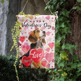 Beagle Valentine Garden Flag Valentines Day Flags for Outside 12x18 Double Sided Small Yard Flags Dog Valentine's Day Decor Outdoor Lawn Valentines Banners Front Porch