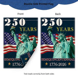 250 Years America Garden Flag, Double Sided 12x18 Patriotic Banner, Statue of Liberty, 1776-2026 US Semiquincentennial Yard Decor