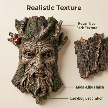 Blue Eye Mushroom Tree Face Sculpture, Funny Blue Eye Mushroom Old Man Tree Hugger Statue, Indoor & Outdoor Creative Props for Garden and Home