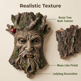 Tree Face Garden Statues Outdoor Decoration Clearance, Whimsical Old Man Tree Faces for Fence Hugger Sculpture, Wallmount Statue Fairy Art with Mushroom, Patio Home Hanging Decor, 6.9" x 2.8" x 9.8"