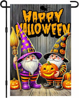 BlissYard Halloween Horror Garden Flag 12x18 Inch Pumpkin Gnome Happy Halloween Flag Lantern Flames Outdoor Yard Decor House Banner Porch Lawn Patio Home Decoration