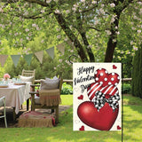 Valentines Day Garden Flag 12x18 Double Sided Happy Valentine’s Day Yard Banner with Red Hearts Polka Dot & Striped Love Heart Buffalo Plaid Bow Romantic Outdoor Decor for Porch Lawn Patio