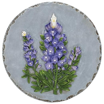 Magnolia Garden 12-Inch Sculpted Bluebonnet Decorative Stepping Stone – 3D Wildflower Resin Garden Walkway Tile – Vibrant Purple & Blue Floral Outdoor Accent