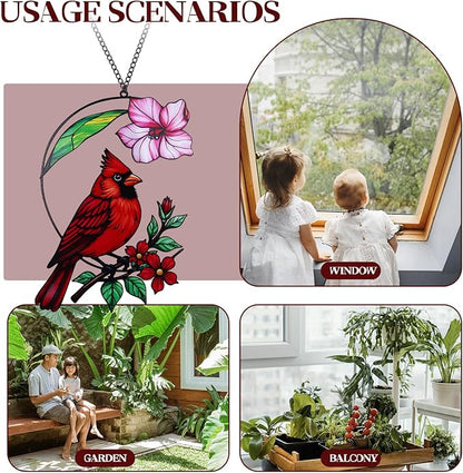 Cardinal Gifts for Women, Cardinal Sun Catcher for Window Hanging, for Mom Grandma Bird Lovers, Spring Suncatcher Garden Decor for Indoor Outdoor Windows