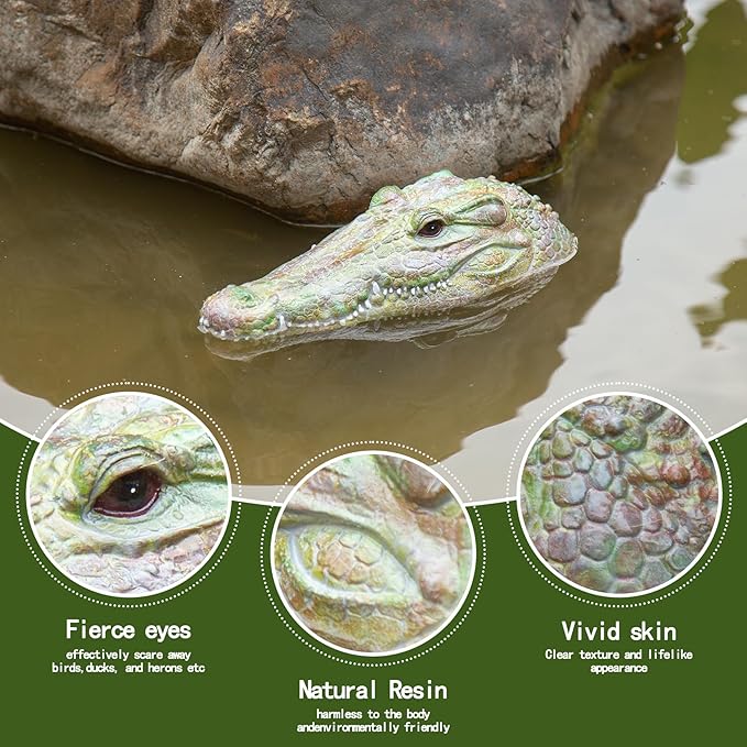 Floating Lifelike Alligator Head – A Protective Must-Have for Garden Ponds, Alligator-Shaped Decoration for Garden Ponds and Water Features, Duck Deterrent, and a Vivid Predator Replica