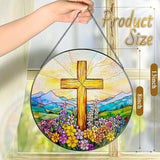 8 Inch Cross Wildflower Stained Glass Suncatcher, Christian Stained Glass Window Hanging, Religious Cross Sun Catcher, Easter Suncatcher Decor, Religious Gifts, Christian Gifts, Easter Gift