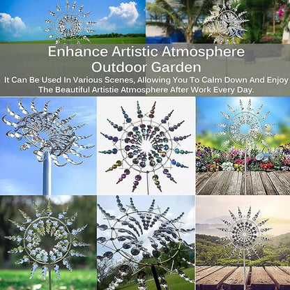 Generic Shirem Magical Metal Windmill, Kinetic Wind Sculptures & Spinners, 3D Wind Spinner, Kinetic Spinner, Enchanting Wind Spinner for Yard and Garden.
