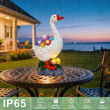 ZFNN Garden Goose Statue with Solar Succulent Lights, Outdoor Porch Goose Decor, Waterproof Figurine Lights for Yard Lawn Patio Balcony, Unique Gifts for Mom, Garden Lovers, Grandma