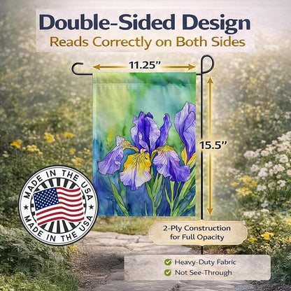 Caroline's Treasures Tennessee Iris in Watercolor Garden Flag Mailbox Flag Decorative Yard Flag Banner Outside Patio Artwork Yard Flower Beds, Garden Size, Multicolor