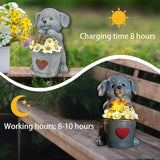Solar Dog Statue with LED Light,Outdoor Decorations Dog Figurine Light, Unique Dogs Gift for Women,Mom,Lover,Housewarming