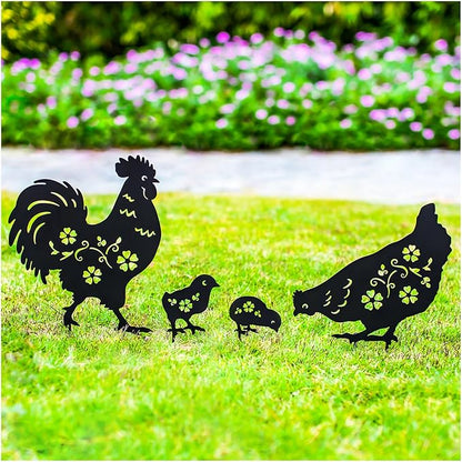 Chicken Metal Garden Stakes Decorative Chicken Gifts for Women/Men,Black Silhouette Statues for Yard Art,Outdoor Decor,Outside,Patio,Lawn Ornaments,Garden Decorations