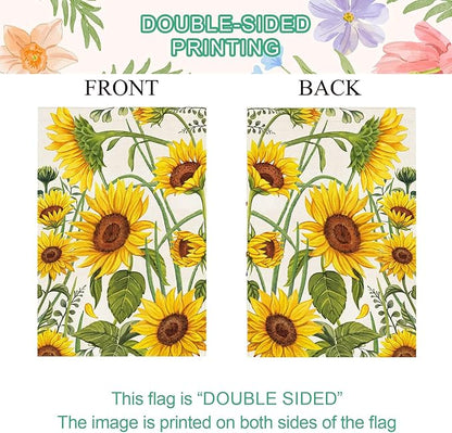 Baccessor Spring Summer Sunflower House Flag 28 x 40 Inch Double Sided Burlap Summer Yellow Flower Green Leaf Farmhouse Large Yard Flag Summer Holiday Seasonal Outdoor Outside Decoration
