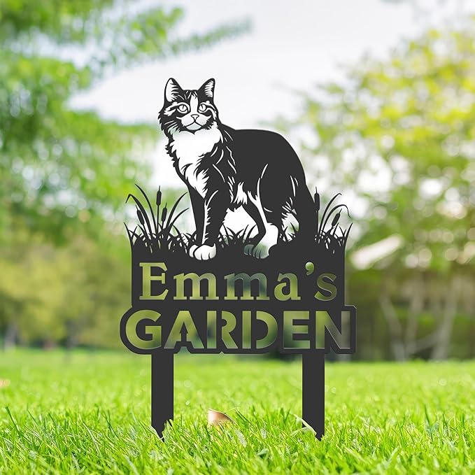 Personalized Cute Cat Kitten Metal Garden Sign,Custom Yard Sign With Stake,Outdoor Garden Décor,Pet Cat Lawn Garden Decorated Statue,Cat Sympathy Yard Metal Sign,Cat Lover Gifts Kailyard Plaque.