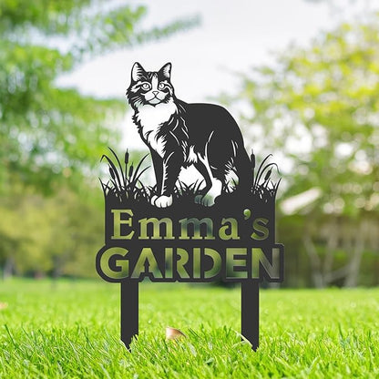 Personalized Cute Cat Kitten Metal Garden Sign,Custom Yard Sign With Stake,Outdoor Garden Décor,Pet Cat Lawn Garden Decorated Statue,Cat Sympathy Yard Metal Sign,Cat Lover Gifts Kailyard Plaque.