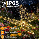 Lomotech Solar Garden Lights - 18" 240 Leds Foldable Outdoor Butterfly Garden Decor, Waterproof Larger Outdoor Solar Lights with Iron for Garden Patio Yard Lawn Pathway Decorations (Warm White)
