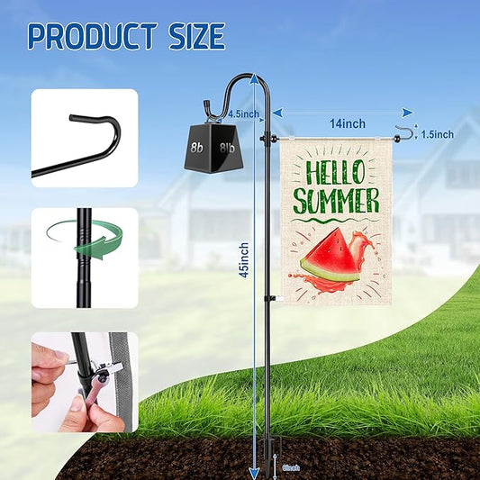 Ottsuls Garden Flag Stand, 2 Pack Heavy Duty Flag Pole Holder with Shepherd Hook for Yard Decoration, 45 INCH Sturdy Yard Flag Post Stake Outdoor Garden Flag Holder for 14''x20'' Flags (Without Flag)
