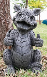 Ebros Whimsical Good Job Thumbs Up Dragon Garden Statue Faux Stone Resin Finish 10" H Dungeons and Dragons Mythical Fantasy Sculpture Guest Greeter Home Decor