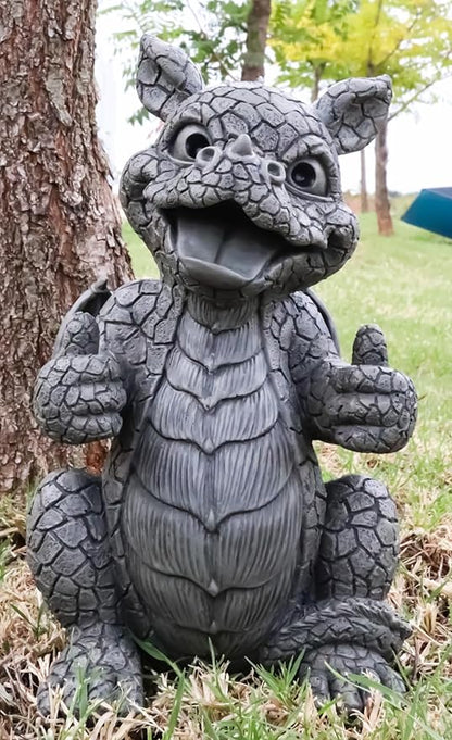 Ebros Whimsical Good Job Thumbs Up Dragon Garden Statue Faux Stone Resin Finish 10" H Dungeons and Dragons Mythical Fantasy Sculpture Guest Greeter Home Decor