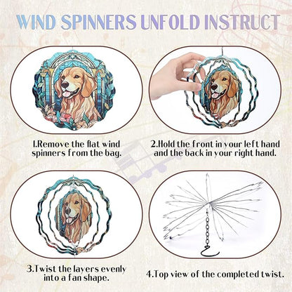 Dog Metal Wind Chimes - Golden Retriever Windchimes with Wind Spinners Outdoors Art Hanging Decor for Garden Patio Yard Indoor Balcony Home Birthday Gifts for Women Dogs Mom Friends