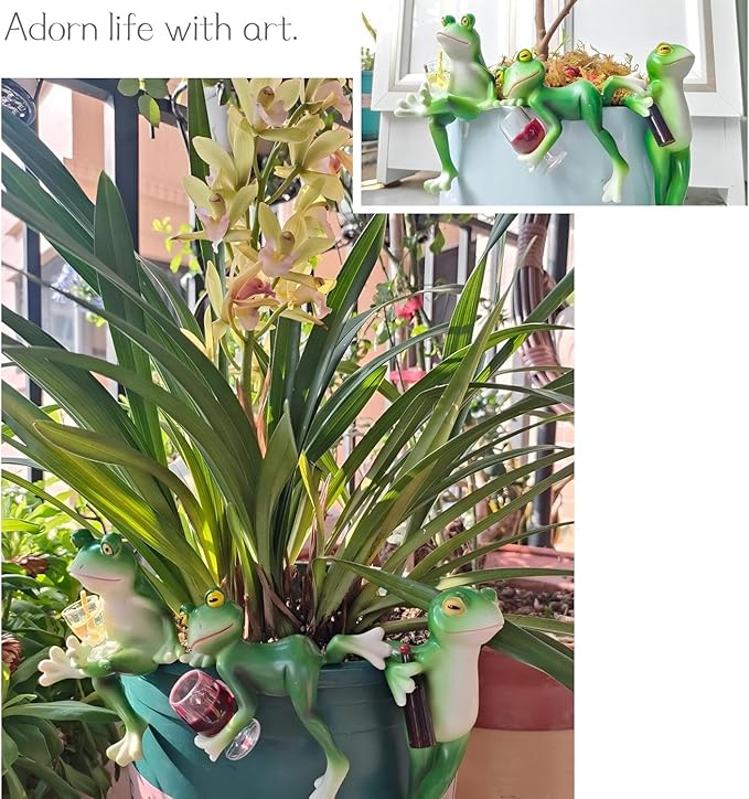 Cute Hanging Frog Garden Ornament – Relaxing Frogs Sculpture Outdoor Statue for Indoor Plant Pots or Garden Decoration,Outdoor Yard or Patio Decor.
