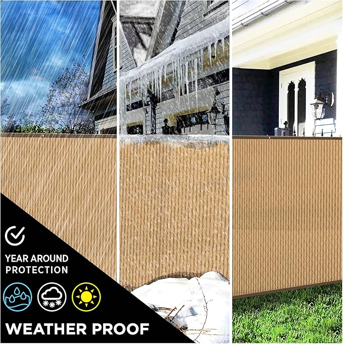 Boen - Backyard Privacy Screen Fence Covering 4' x 50' - Beige - Instant Outdoor Privacy Fence Screen for Any Metal, Chain Link, Wood Panels or Plastic Fencing - Shade & Block Wind Privacy Wall