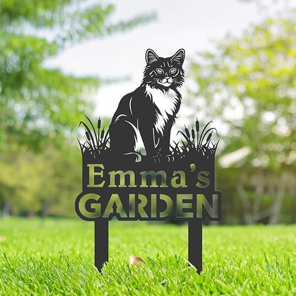 Personalized Cute Cat Kitten Metal Garden Sign,Custom Yard Sign With Stake,Outdoor Garden Décor,Pet Cat Lawn Garden Decorated Statue,Cat Sympathy Yard Metal Sign,Cat Lover Gifts Kailyard Plaque.