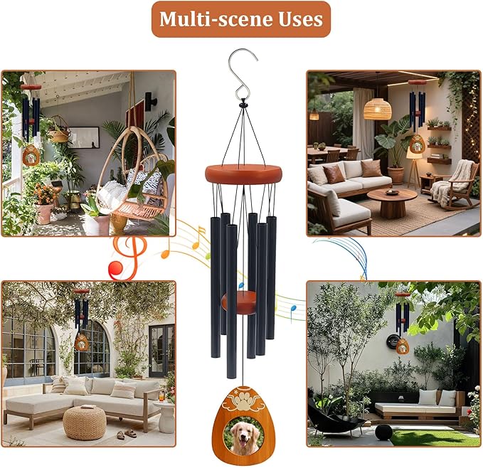 Pet Memorial Wind Chimes，Loss Pets Sympathy Gift Dogs Passing Away Gift, Remembrance Bereavement Gift,in Memory of Dogs Cats Gifts