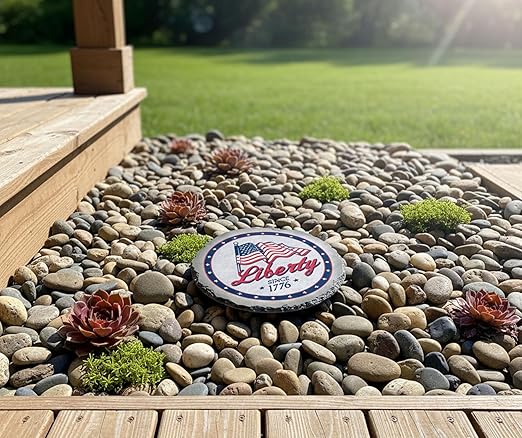 Magnolia Garden 10-Inch Liberty Since 1776 Patriotic Stepping Stone – Waving American Flag Resin Garden Walkway Tile – Red White and Blue Outdoor Accent – USA Pride Decoration & Veteran/Military Gift