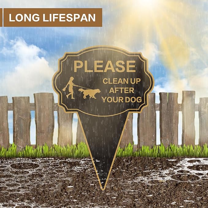 Double Sided Yard Sign,Clean Up After Your Dog Sign,14”X10” No Poop Signs For Lawn No Pooping Dog Signs For Yard With Integrated Stake,Easy Mounting,Outdoor Use(1PACK-Clean Up After Your Dog)