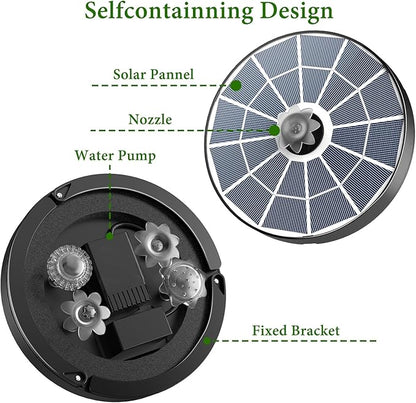 AISITIN 3.7W Solar Bird Bath Fountain Pump, 7.1" Solar Powered Water Fountain Pump for Garden, Ponds, Pool, Fish Tank, Aquarium and Outdoor