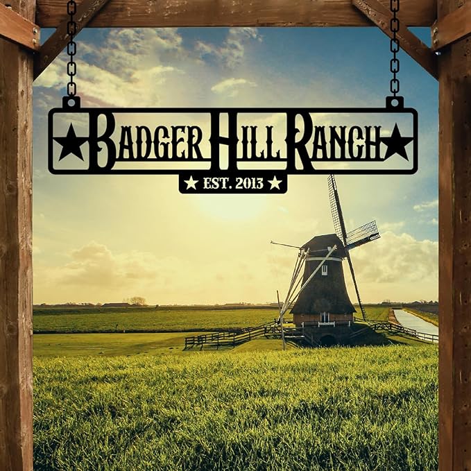 Personalized Metal Farm Sign, Customized Family Name Ranch Sign, Large Last Name Sign for Farmhouse Decoration, Outdoor Farm Wall Art, Welcome Sign, Entrance Gate Sign, Farm Lovers Gift, Garden Decor