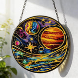 Stained Glass Sun Catcher,Planet Glass Window Hanging Garden Decor,Sun Catchers Indoor Window,Whimsical Decoration for Home Backyard Patio Lawn Porch with 9.8 INCH