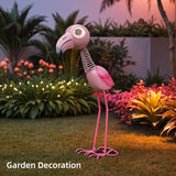 Pink Flamingo Metal Garden Statue, Life Size 35" Cute Spring-Neck Bobble Flamingo with Big Eyes & Long Legs, Adorable Metal Yard Decor for Lawn, Garden or Patio, Rustproof Iron Sculpture