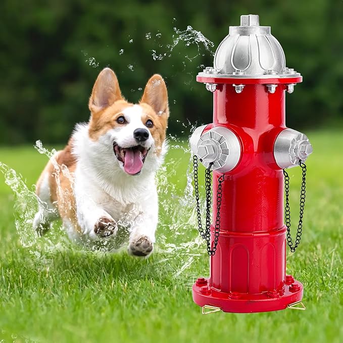 Realistic Resin Fire Hydrant Statue for Potty Training Dogs - Dog Fire Hydrant Pee Post, Weather-Resistant Garden Decor,Outdoor Garden & Lawn Ornament (Suitable for Small Dogs;13.1In;Silver)