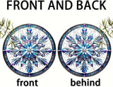 Banax Snowflake Hanging Stained Glass for Windows,23cm/9 inch Hand-Painted Sun Catcher Garden Hangings Christmas Mother's Day, Valentine's Day Ornaments Festival Gift