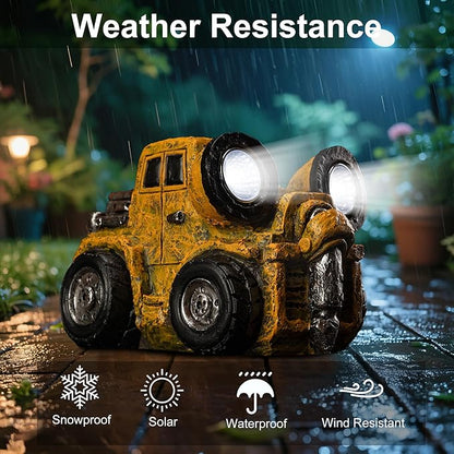 Etlemonde Garden Statue Outdoor Construction Truck Decor with Solar Light Decoration for Yard Patio Lawn Vintage Engineering Decor Gifts for Men