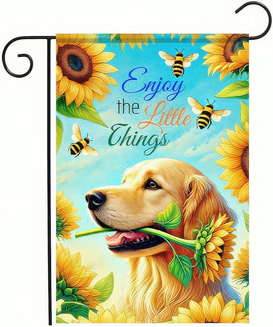 BlissYard Golden Retriever Garden Flag 12x18 Inch Double Sided Yard Banner with Sunflower and Bee Design Spring Summer Farmhouse Outdoor Lawn Porch Decoration