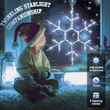Tuanse 2 Pcs Christmas Silhouette Window Lights Christmas Snowflake Lights with Remote Control LED Lighted Snowflake Decorations Xmas for Window Wall (White)