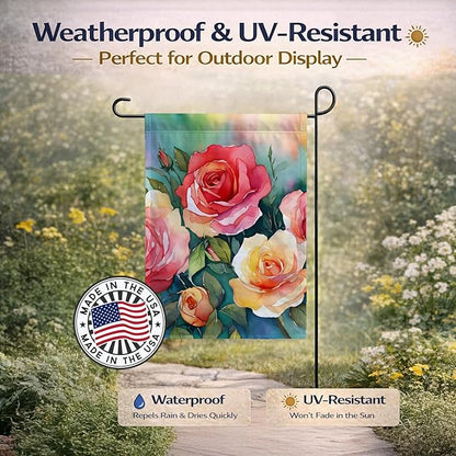 Caroline's Treasures Oklahoma Roses in Watercolor Garden Flag Mailbox Flag Decorative Yard Flag Banner Outside Patio Artwork Yard Flower Beds, Garden Size, Multicolor