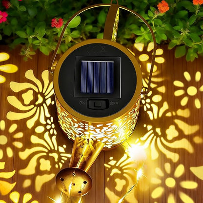 Solar Lights Garden Decor, Waterproof Solar Watering Can with Butterfly Garden Stakes, Outdoor Light with Cascading Lights for Yard Art Outside Patio Lawn Porch, Birthday Gift for Mom Women 2 Pack