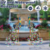Peacock Garden Statues Metal Peacocks Sculptures for Outdoor Backyard Decor Patio Lawn Porch Yard Decoration (Pack of 2, Blue)