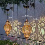 Hanging Solar Lantern Outdoor Decor, Moroccan Solar Lights for Outside Garden Decorations, Waterproof Solar Lanterns Garden Gifts for Mom, Women, Patio, Yard Ornament (Copper2P)