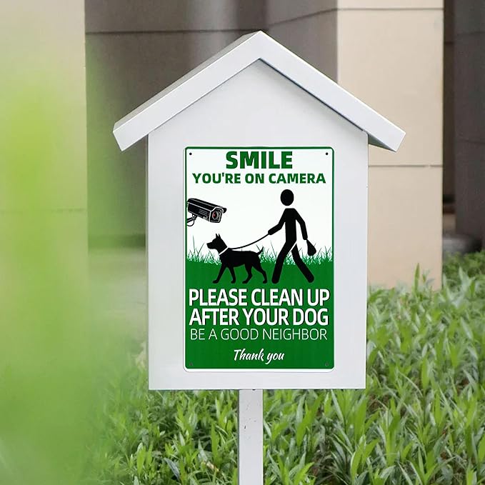 PLEASE CLEAN UP AFTER YOUR DOG Sign Decorative Signs Chic Metal Yard Signs for Outdoor Patio Porch Decor No Pooping Dog Signs for Yard (Color07)