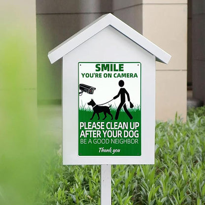 PLEASE CLEAN UP AFTER YOUR DOG Sign Decorative Signs Chic Metal Yard Signs for Outdoor Patio Porch Decor No Pooping Dog Signs for Yard (Color07)
