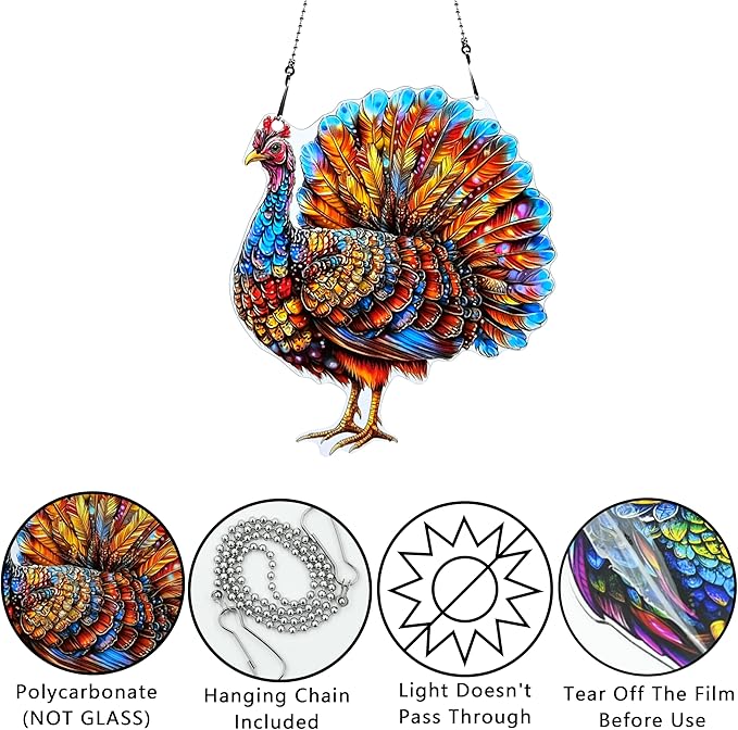 Thanksgiving Turkey Ornaments Colorful Window Hanging Decorations Home Wall Decor for Indoor Outdoor
