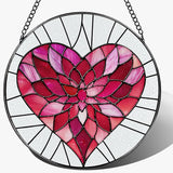 Stained Glass Window Hanging - 8 Inch Valentine Sun Catcher, Suncatcher Window Decor | Anniversary, Birthday, Christmas, Mother's Day, Valentine’s Day Gifts for Couple, Lover, Mom, Wife, Girlfriend