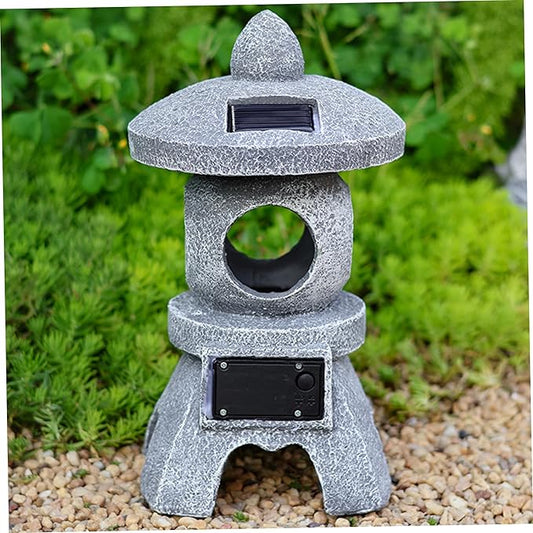 Pagoda Garden Statue, Japanese Pagoda Statues, Waterproof Solar Lantern, 5.1x5.3x10.2 inch Decorative for Garden Yard Lawn Balcony, Patio, Porch