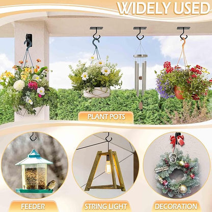 Lifyzoon Ceiling Hooks for Hanging Plants: 4 Pack 2.5 Inch Iron Plant Bracket for Wall Mount, Black Metal Plant Hangers Wall Hooks for Light, Lanterns, Wind Chimes, Outdoor Indoor