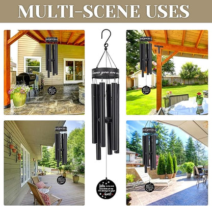 Pet Memorial Wind Chime, 30 Inches Paw Print Pet Remembrance Gift to Honor and Remember a Dog, Cat, or Other Pet, Premium Metal Wind Chime, Black